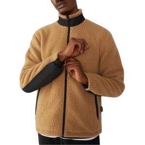 Vallier Polartec Fleece Sherpa Sweater Jacket Men's Size Small Tan Black